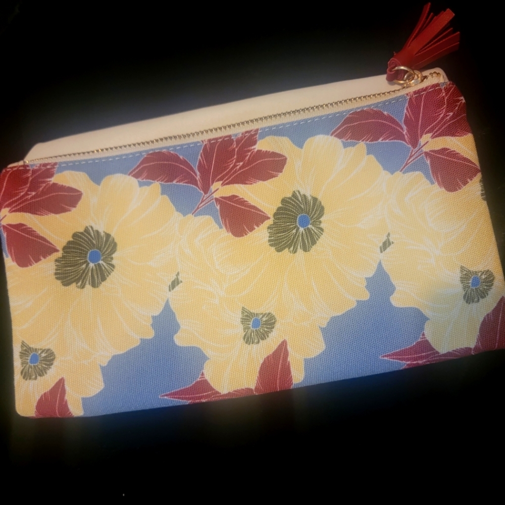 Rachel Pally Leather Trimmed Reversable Floral Clutch